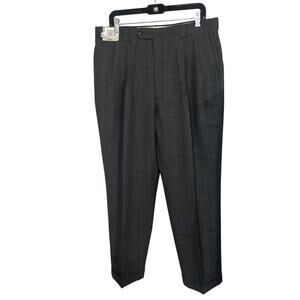 Vintage Murano Pants Mens 36x30 Wool NEW OLD STOCK Dress Slacks Black Check